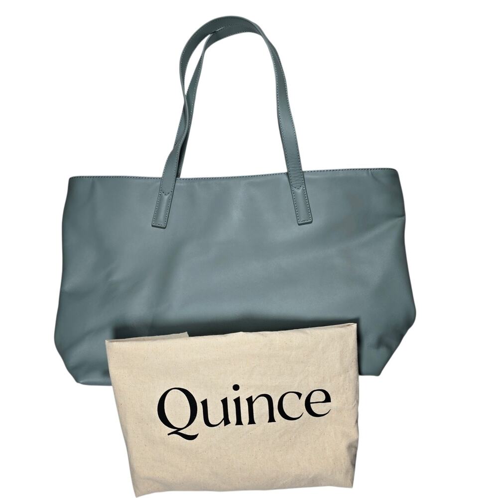 Quince Italian Leather Classic Tote Bag Dusty Blue NWT Laptop Work Shoulder Bag